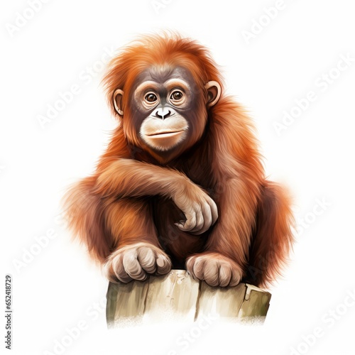 orangutan cartoon drawing on white background. photo