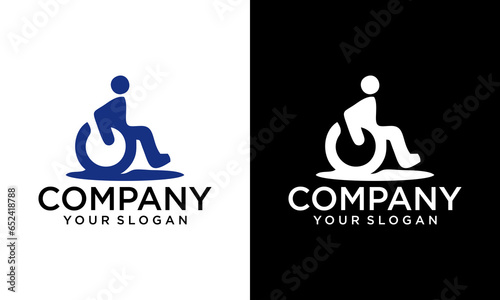 disability blue icon silhouette abstract