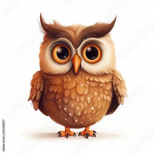 owl cartoon drawing on white background.
