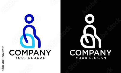 disability blue icon silhouette abstract