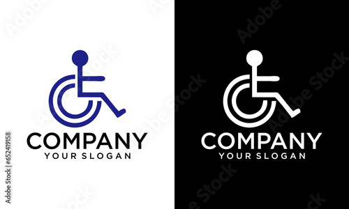 disability blue icon silhouette abstract