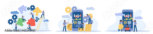 Success advance business plan boost vector concept illustration. Cartoon people bank bond teamwork with arrow. Achievement person career ambition leadership job. Marketing performance promotion ahead