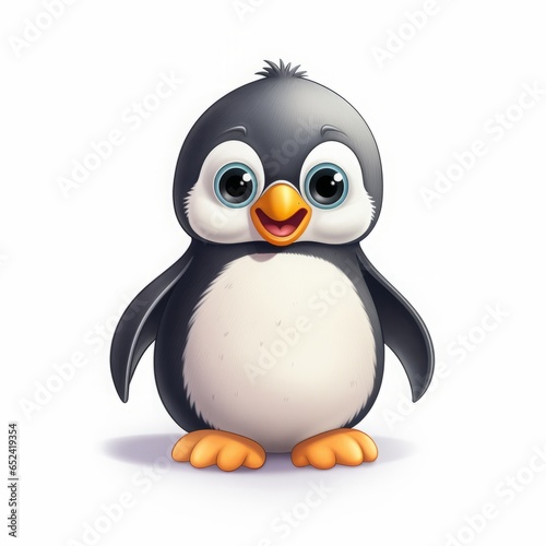 penguin cartoon drawing on white background.