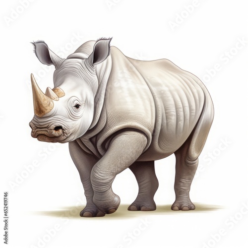rhinoceros cartoon drawing on white background.