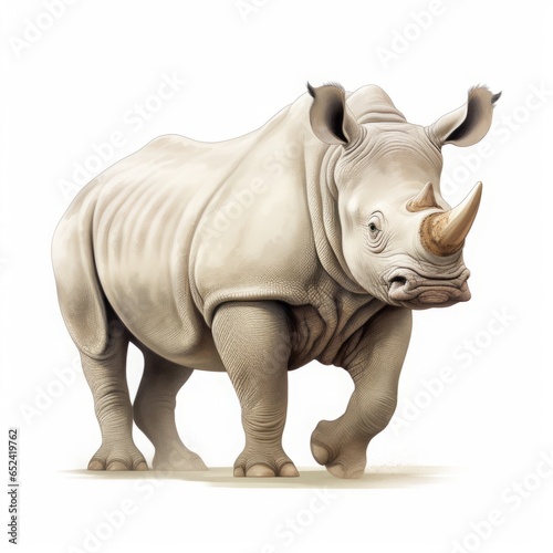 rhinoceros cartoon drawing on white background.