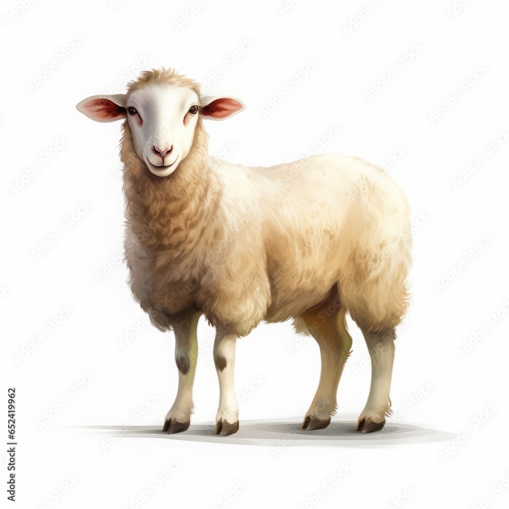 sheep drawing on white background.