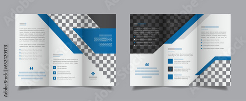 business trifold brochure template. Corporate, Modern, Creative and Professional tri fold brochure vector design. Simple and minimalist promotion layout with orange color for business
