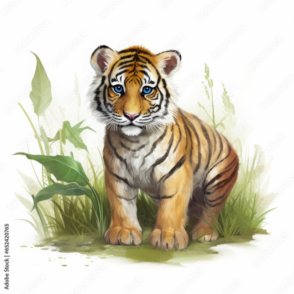 Obraz premium tiger drawing on white background.