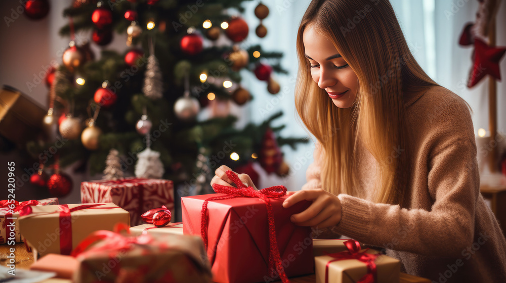 person with christmas presents Generative AI person with christmas presents Generative AI