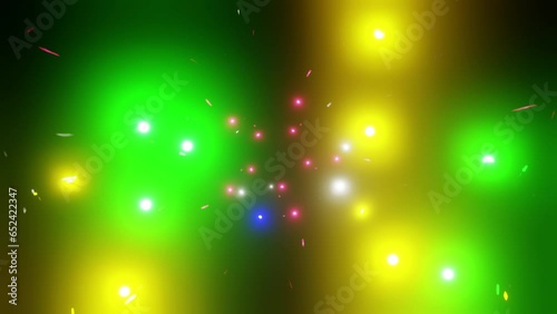 Abstract flickering emergency lights yellow and green laser overlay 3d render. Disco ball, dance vj loop for festival, nightclub, neon party, dj set