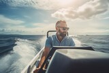 Motorboat professional captain adventure. Generate Ai