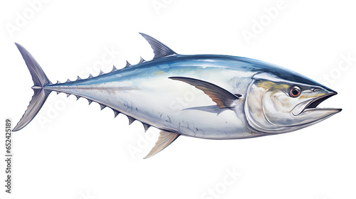 Tuna, side view in an isolated and transparent PNG in a Food-themed, photorealistic illustration. Generative ai