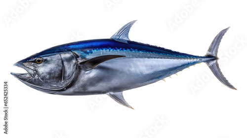 Albacore tuna, side view in an Aquatic-themed, photorealistic illustration in a transparent PNG. Generative ai