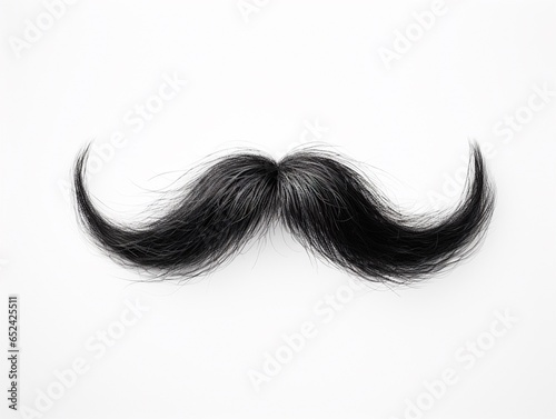 Black mustache isolated on white, facial hair props.
