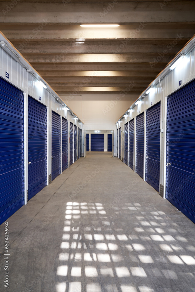 Long narrow corridor with storage in an industrial building for rental Long narrow corridor with storage in an industrial building for rental