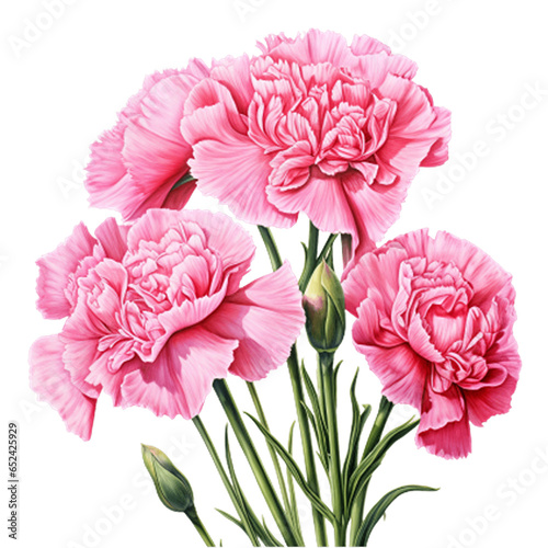 pink carnation flowers isolated