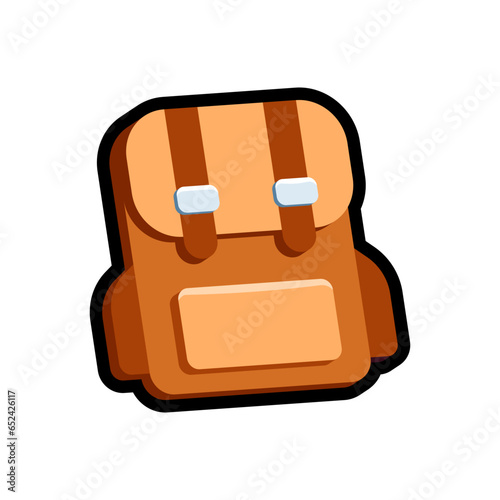Isolated flat 3d inventory bag icon for game, interface, sticker, app. The sign in a cartoon style for match 3, arcade, rpg. The sprite for craft element in hyper casual mobile game