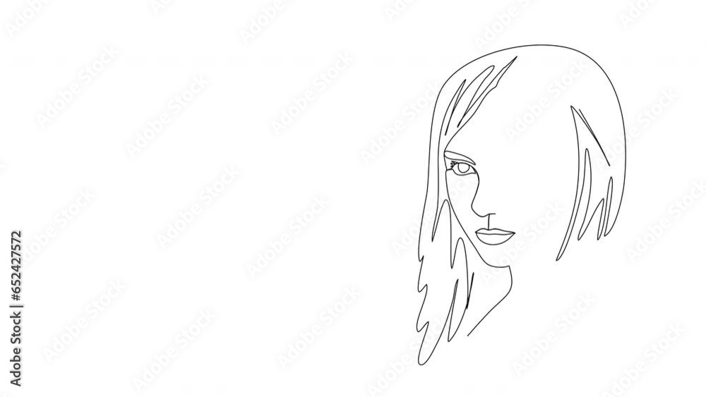 Continuous line beautiful woman line art animation. One line art. Continuous line beautiful woman line art animation. One line art.