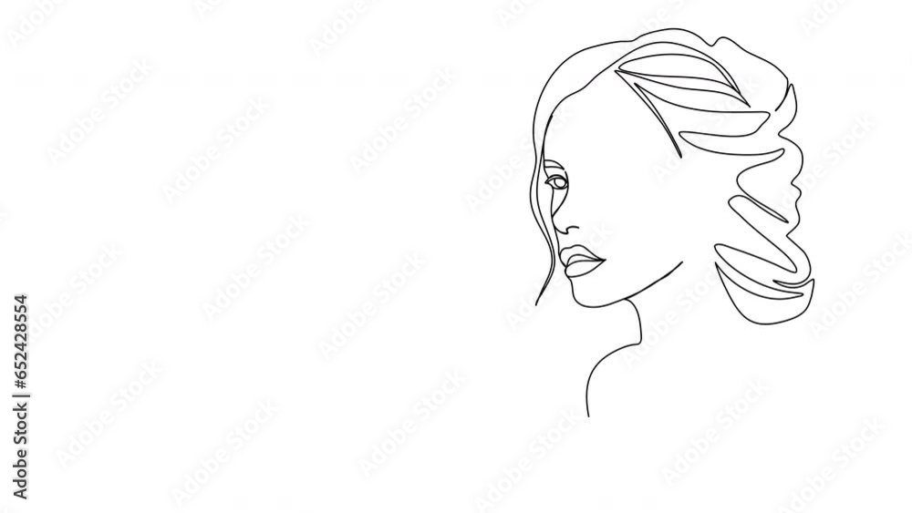 Continuous line beautiful woman line art animation. One line art. Continuous line beautiful woman line art animation. One line art.