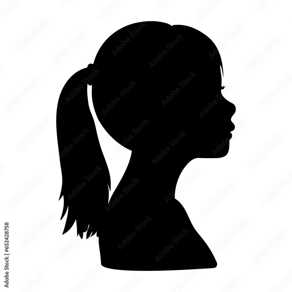 Young girl head silhouette profile. Vector illustration