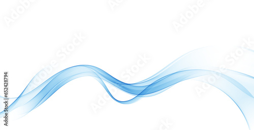 Blue wavy abstract wave flow on white background.