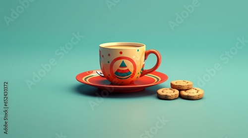 Christmas cookies and a warm cup of hot cocoa. AI generated