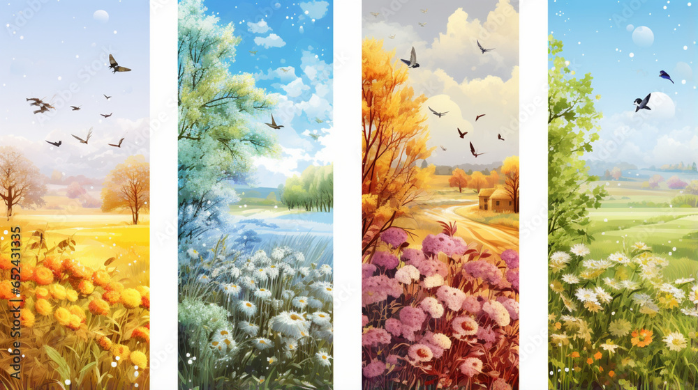 Four Seasons of Nature Banners
