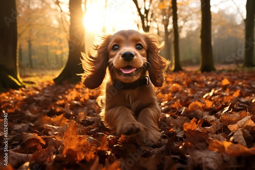 Beautiful dog running in au...