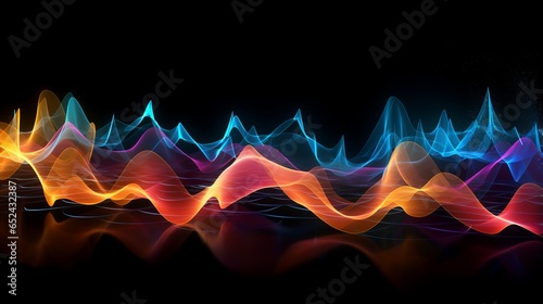 vibrant colored sound wave on black background - abstract music visualization