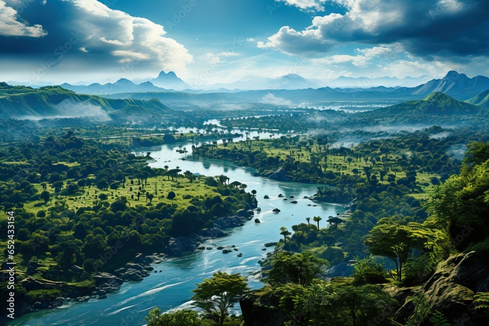 Obraz premium Aerial view of the Amazon river and the tropical rain forest