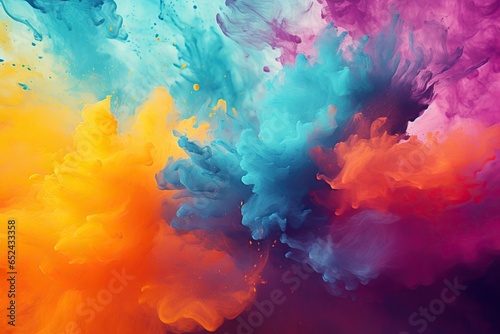 bright multicolored pigments in Holi festival style, perfect for festive bright backgrounds