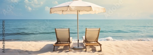 beach chairs and umbrella on the beach