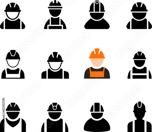Construction worker icon in flat style. Vector illustration