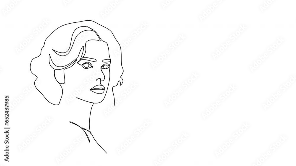 Continuous line beautiful woman line art animation. One line art. Continuous line beautiful woman line art animation. One line art.