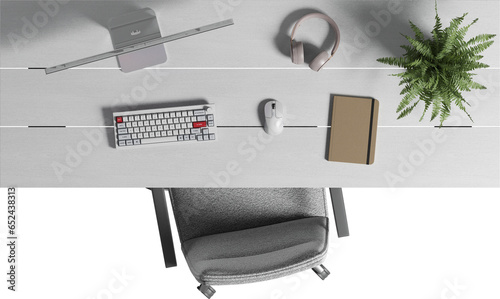 Top view of Office Table with Chair - Office