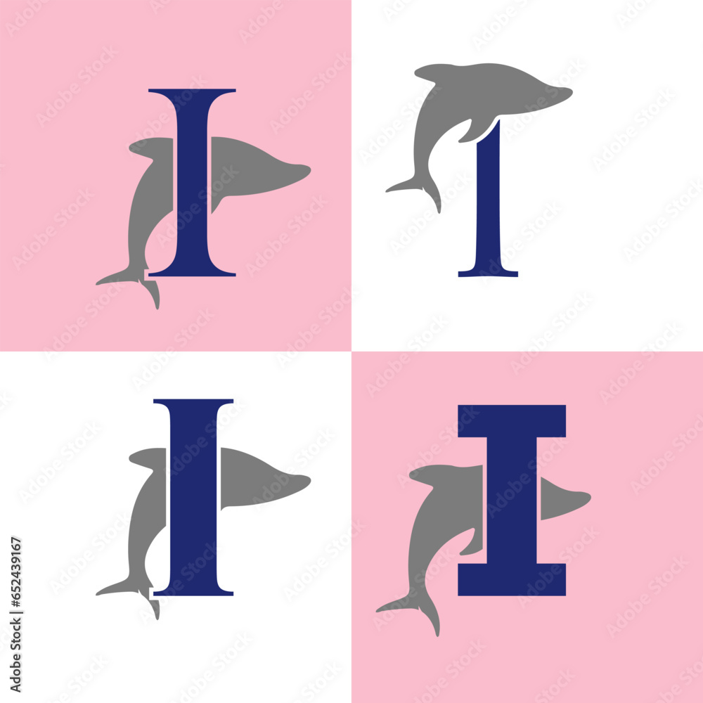 Initials Logo Design Alphabet Letter I I Fish Logo Design Concept Initials Logo Design Alphabet Letter I I Fish Logo Design Concept