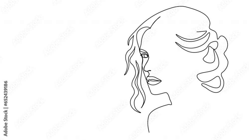 Continuous line beautiful woman line art animation. One line art. Continuous line beautiful woman line art animation. One line art.