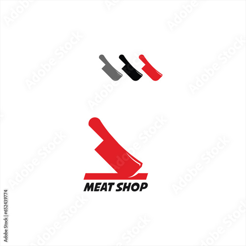 Butcher Shop Logo Design with Knife Set Utensil Kitchen Element