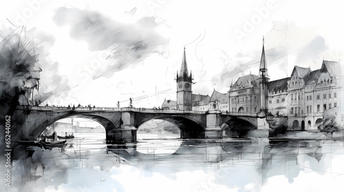 Obraz na płótnie Illustration of beautiful view of the city of Zurich, Switzerland w salonie