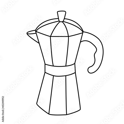 Coffee pot or geyser coffee maker doodle hand drawn illustration black outline © Anna Druzhkova