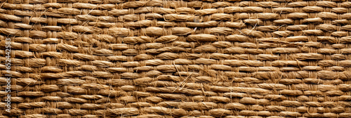Close-up detailing the coarse weave of burlap fabric texture 