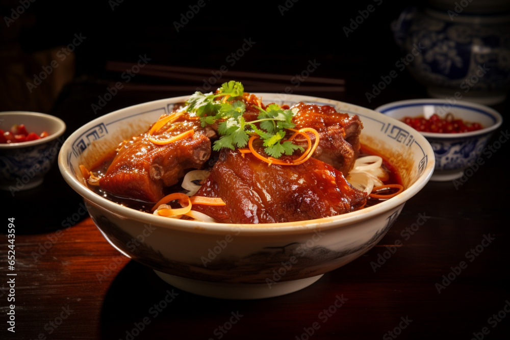 pork knuckle in a white bowl, generative ai. pork knuckle in a white bowl, generative ai.