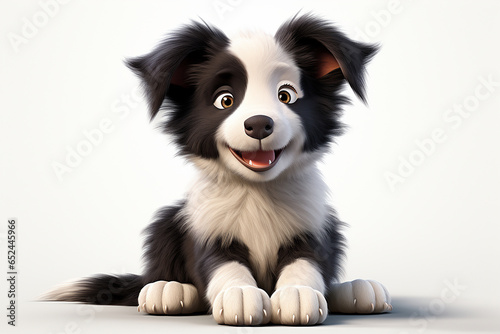 Print op canvas Border Collie dog on a white background