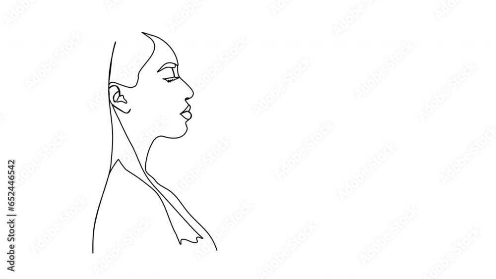 Continuous line beautiful woman line art animation. One line art. Continuous line beautiful woman line art animation. One line art.