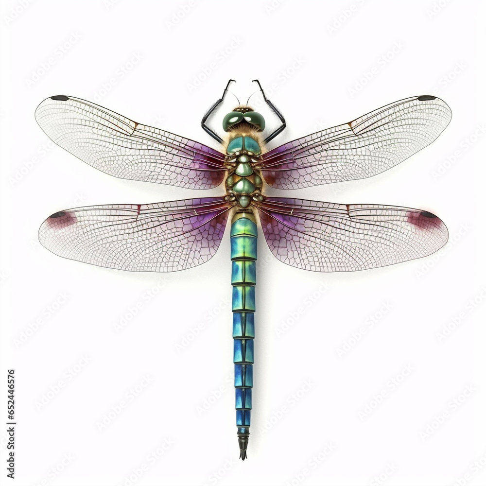 Top view of a Dragonfly on a white background Top view of a Dragonfly on a white background