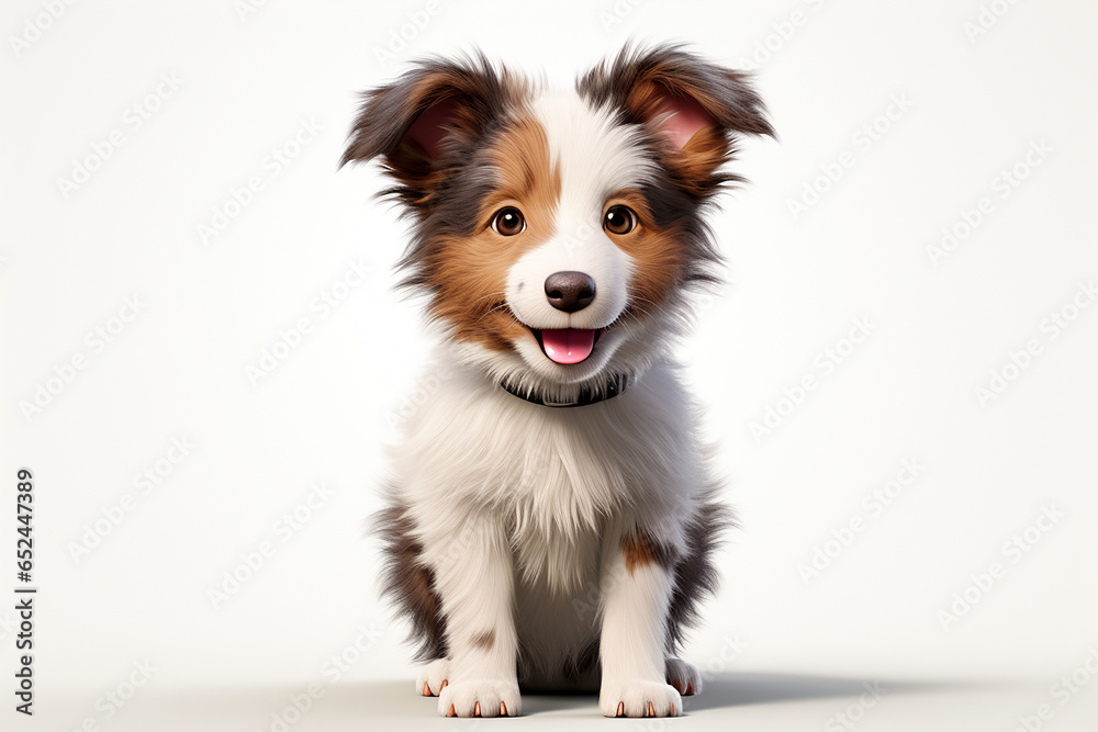 Border Collie dog on a white background. Adorable fluffy animal. Generated by generative AI	