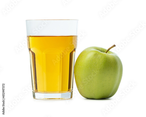 Apple juice with apples isolated on white background