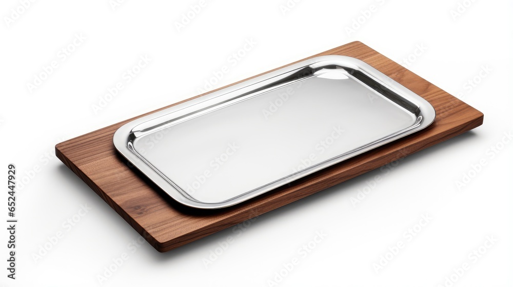a professional waiter showcasing an empty silver tray. It's the essence of restaurant hospitality and service excellence. a professional waiter showcasing an empty silver tray. It's the essence of restaurant hospitality and service excellence.