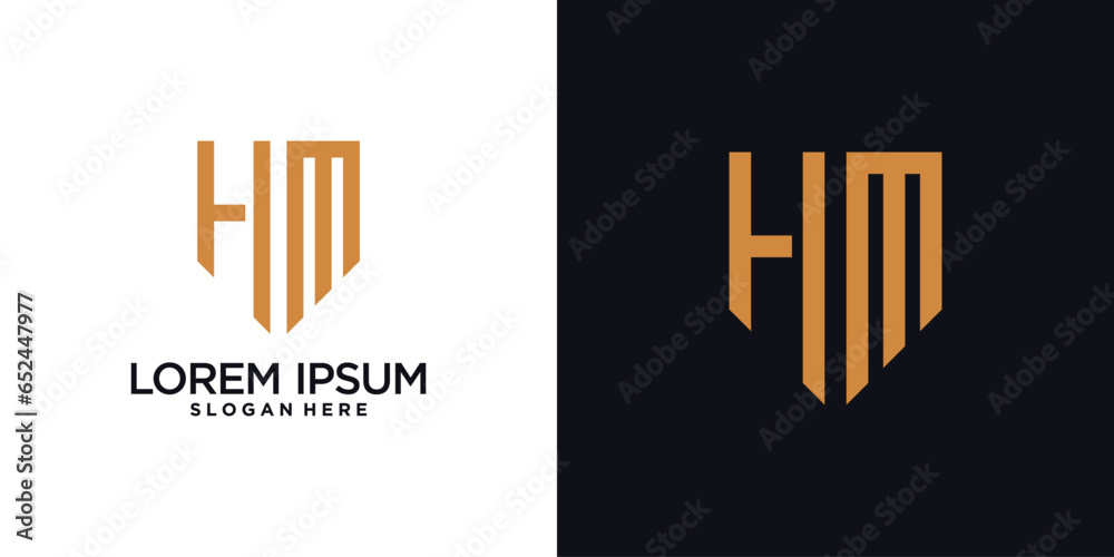 Obraz premium Monogram logo design initial letter h combined with shield element and creative concept