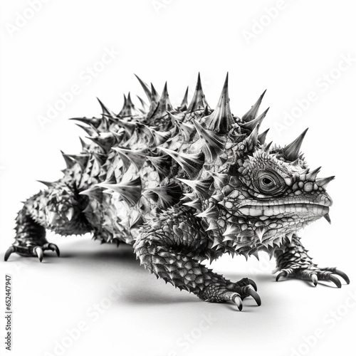 Black and white Thorny Devil on a white background
